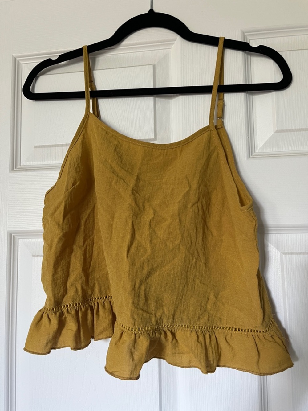 Le Lis Mustard Yellow Ruffle-Hem Spaghetti Strap Camisole